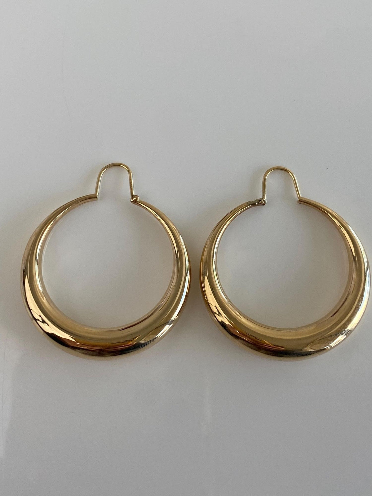 Vintage 14k Yellow Gold Large Tapered Hoop Earrings