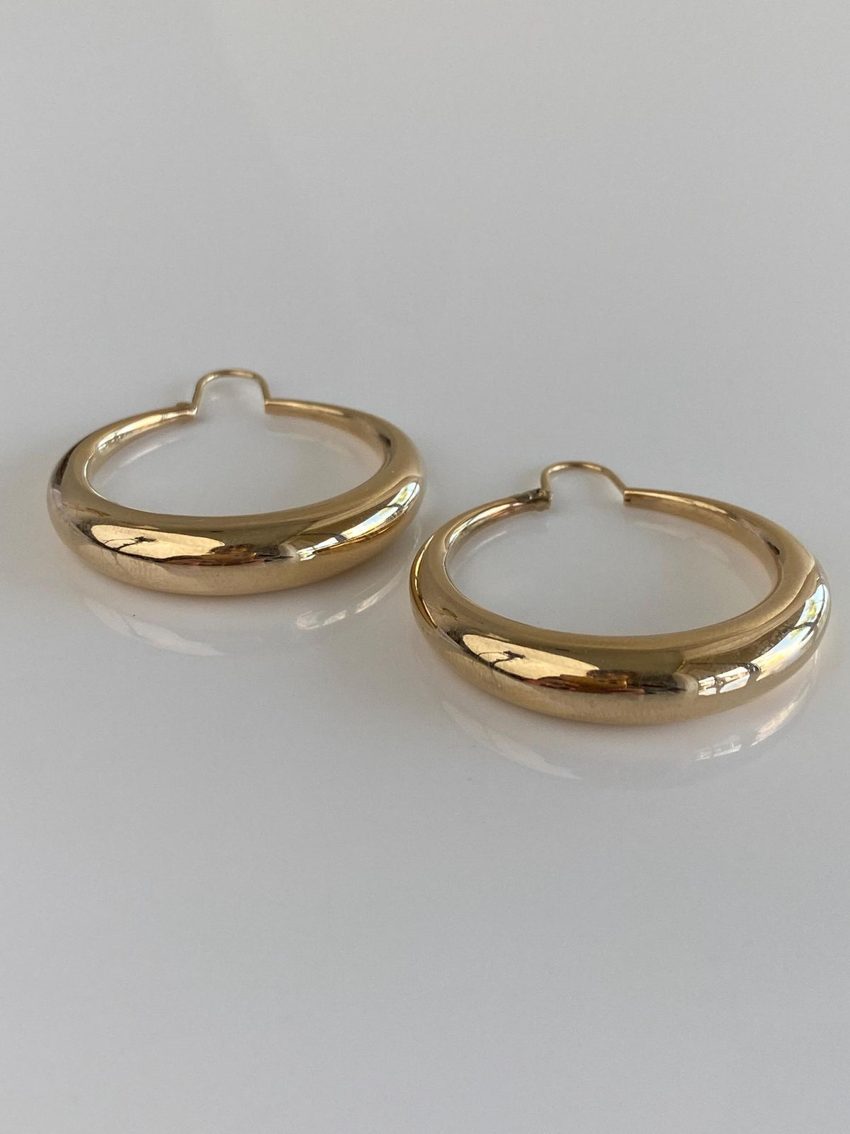 Vintage 14k Yellow Gold Large Tapered Hoop Earrings