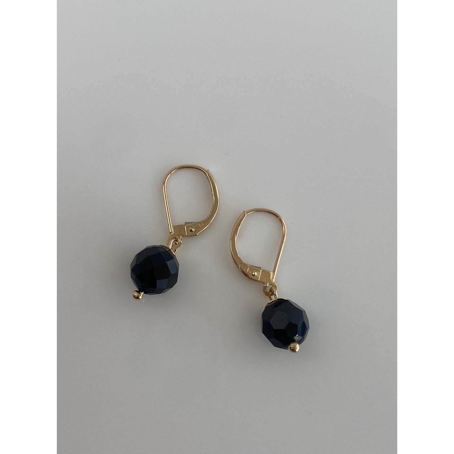 Solid 14k Faceted Onyx Dangle Earrings