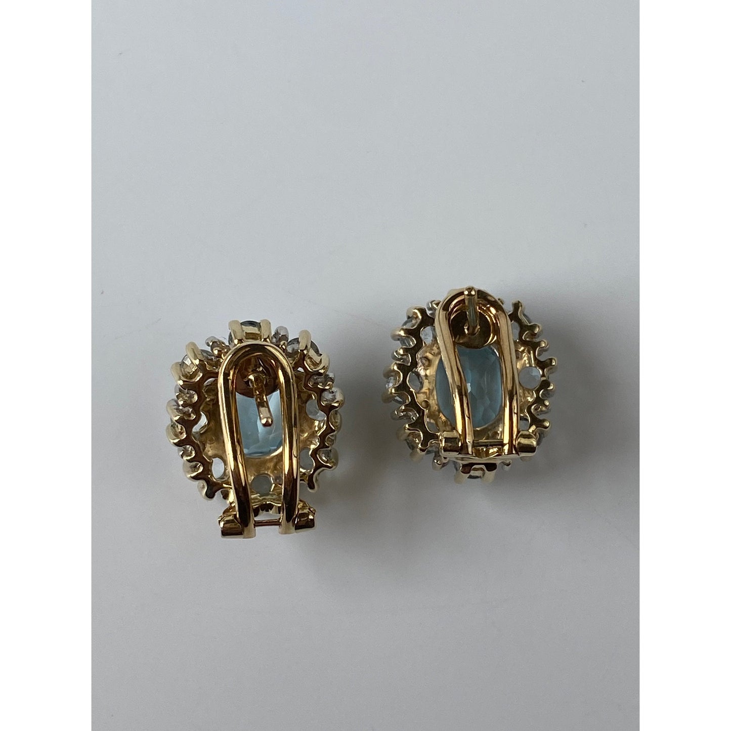Vintage Solid 14k Yellow Gold Topaz Spinel Halo Stud Earrings