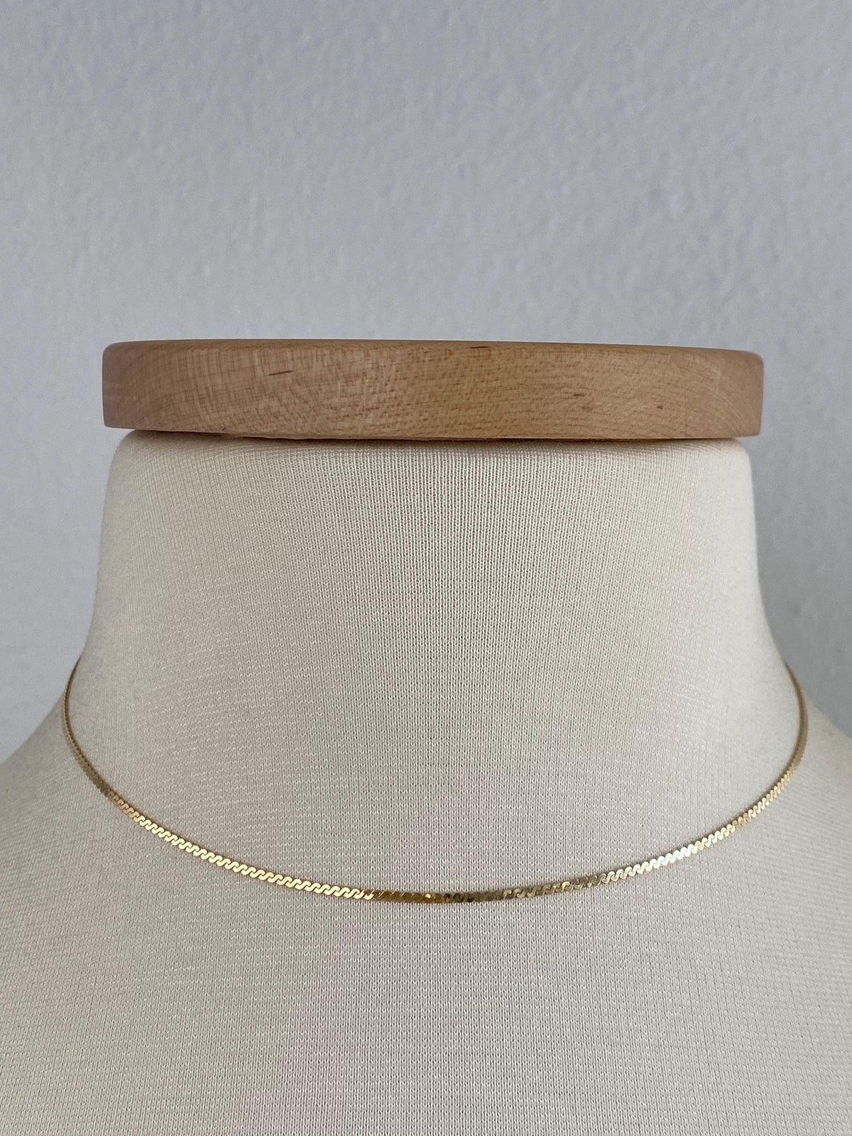 Vintage Solid 14k Yellow Gold Serpentine Chain Necklace - 15.25 inches