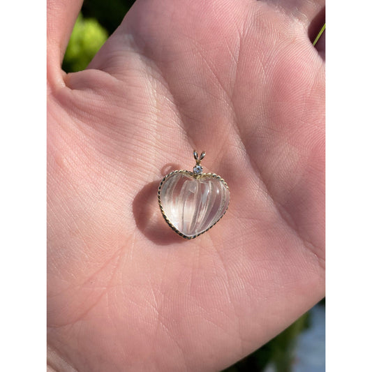 Solid 14k Yellow Gold Clear Spinel Clear Sapphire Heart Charm