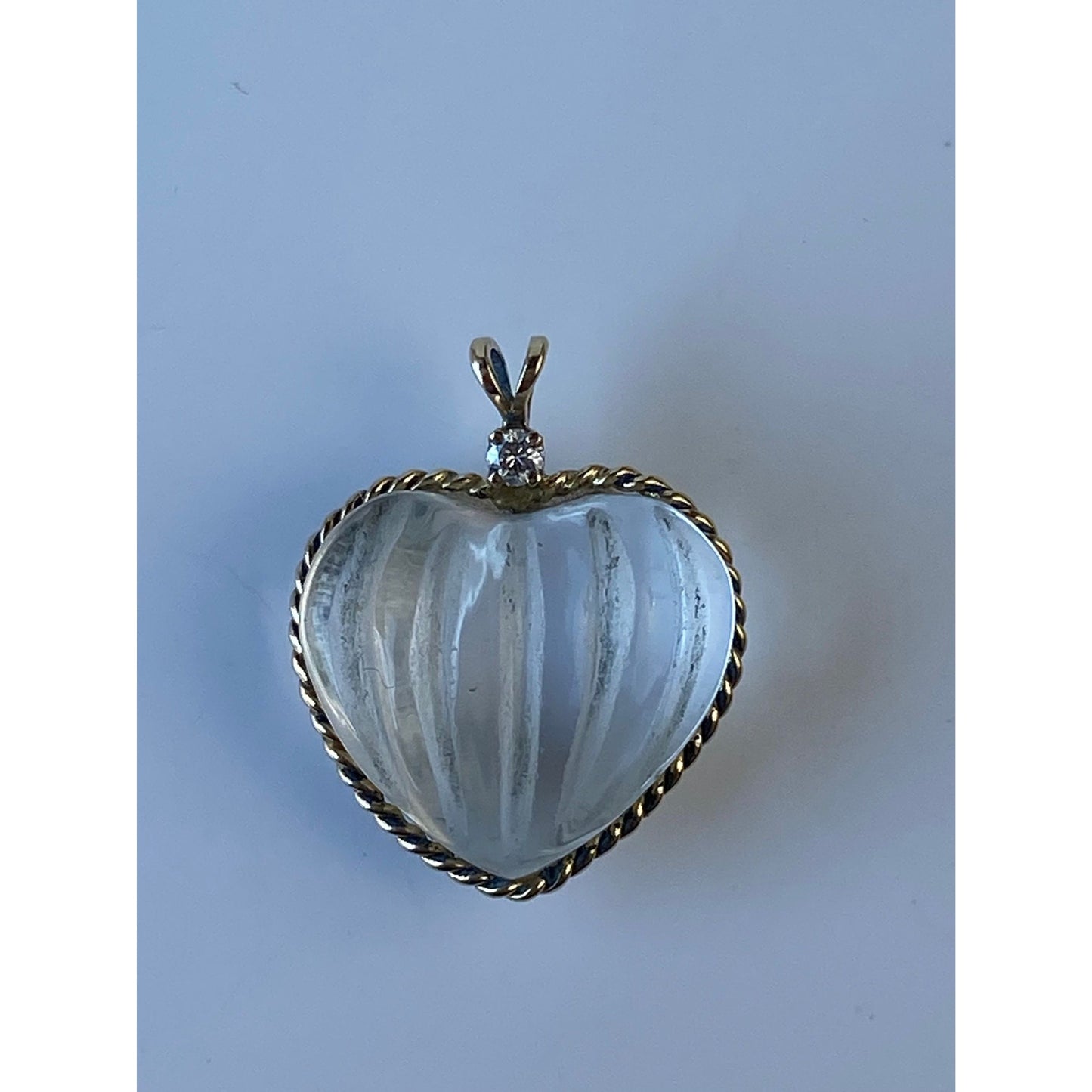 Solid 14k Yellow Gold Clear Spinel Clear Sapphire Heart Charm