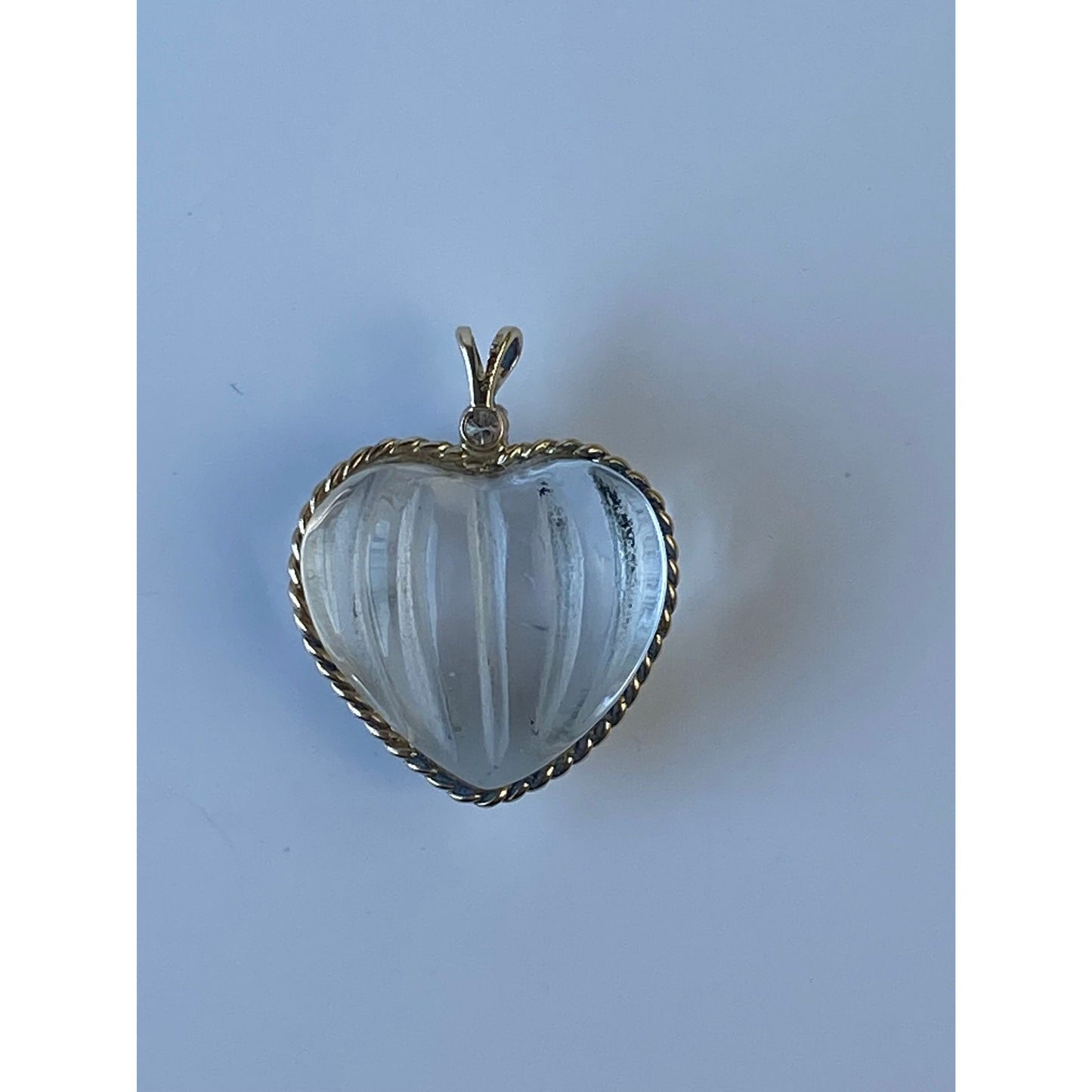Solid 14k Yellow Gold Clear Spinel Clear Sapphire Heart Charm