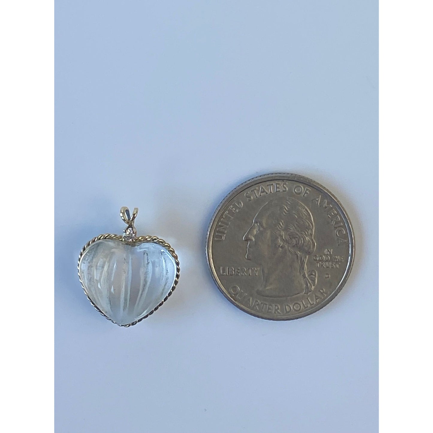 Solid 14k Yellow Gold Clear Spinel Clear Sapphire Heart Charm