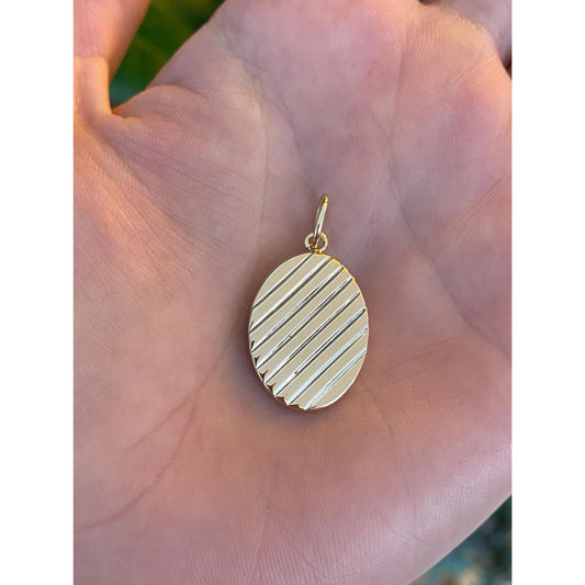 Vintage 14k Yellow Gold Lined Cufflink Conversion Charm