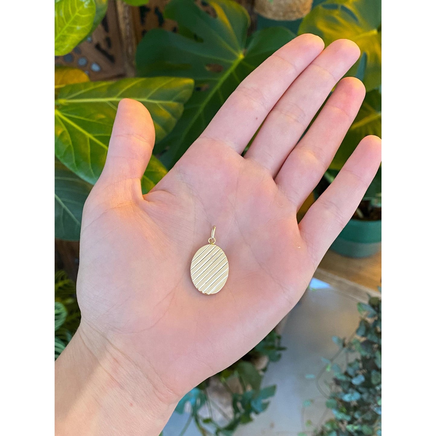 Vintage 14k Yellow Gold Lined Cufflink Conversion Charm