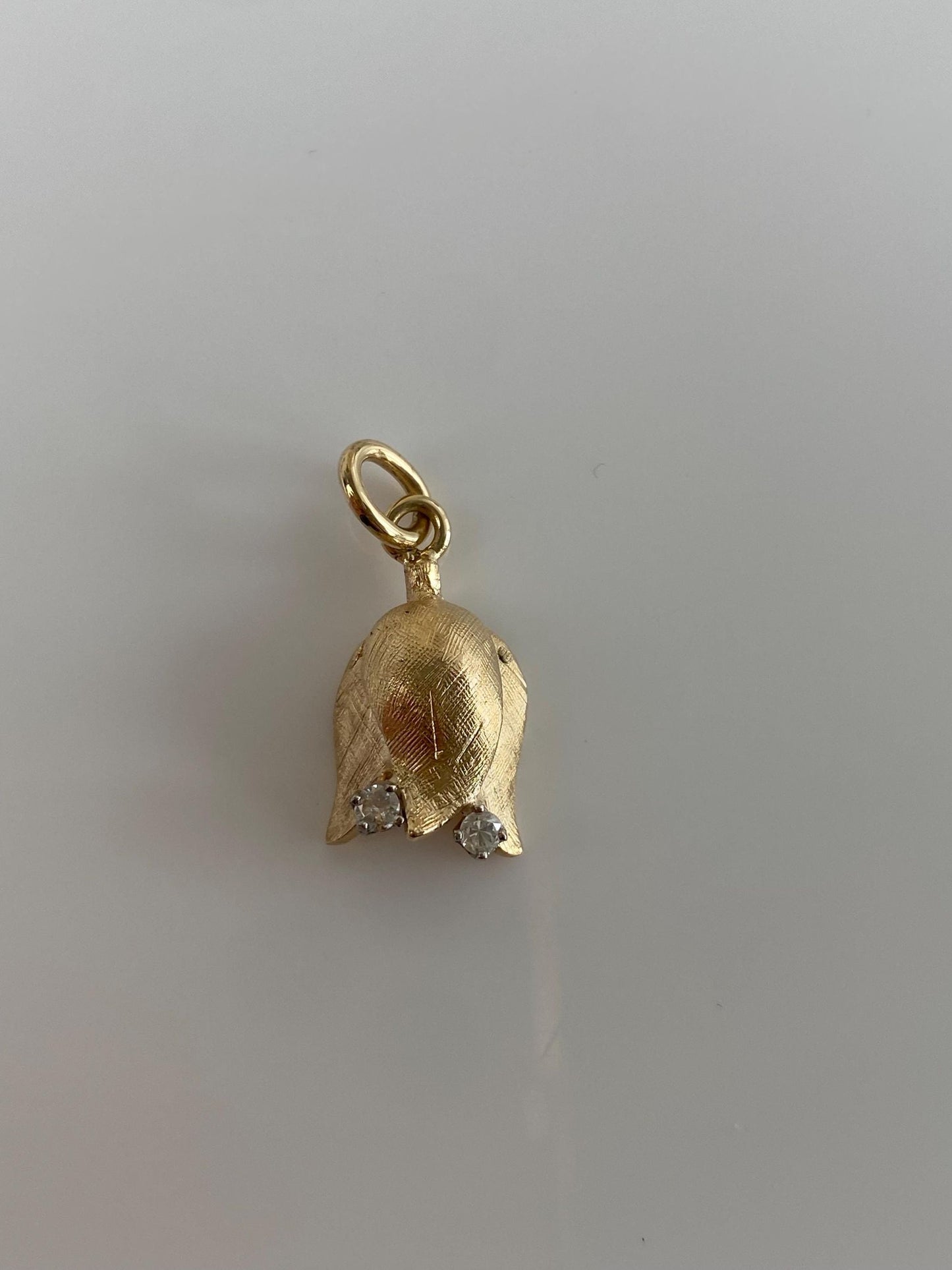 Vintage Solid 14k Yellow Gold Diamond Flower Charm