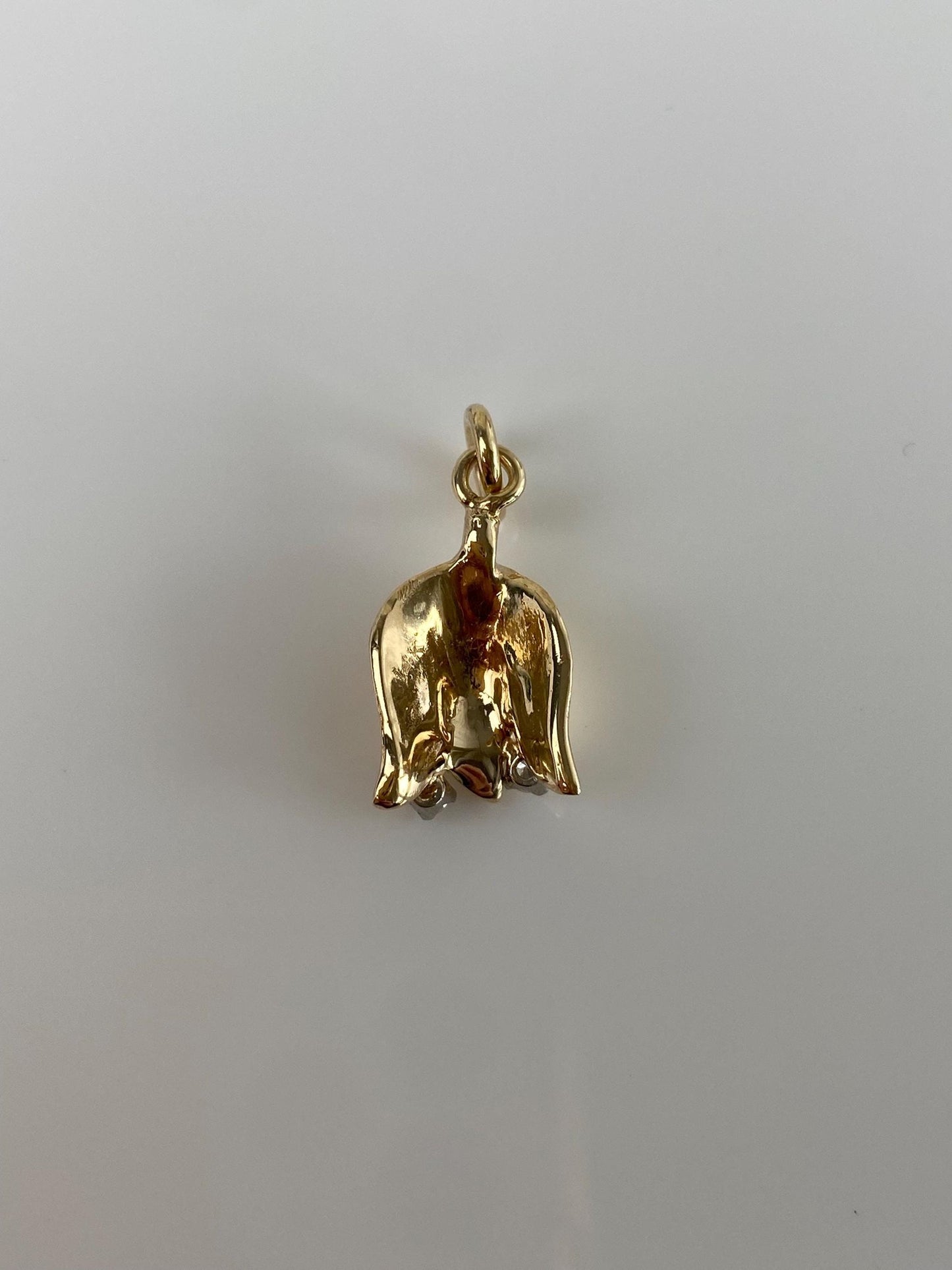 Vintage Solid 14k Yellow Gold Diamond Flower Charm