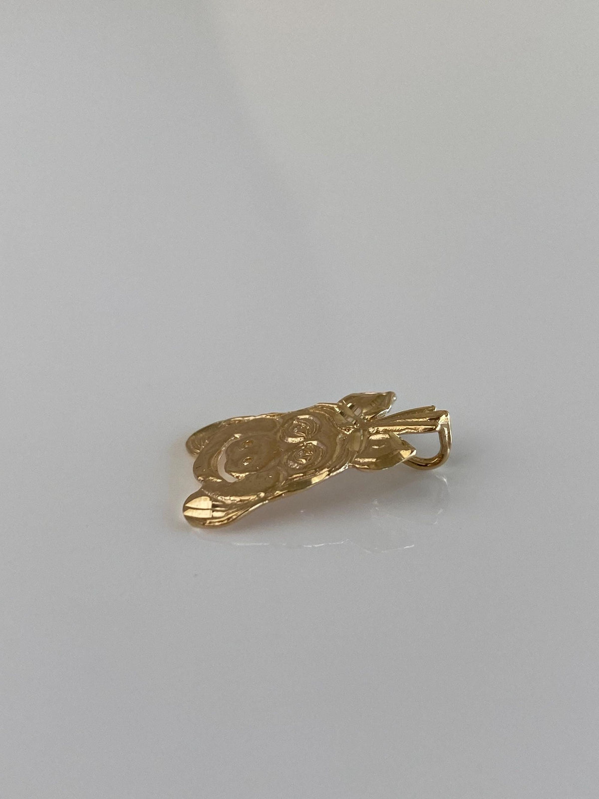 Vintage Solid 14k Yellow Gold Diamond Cut Piggy Face Charm