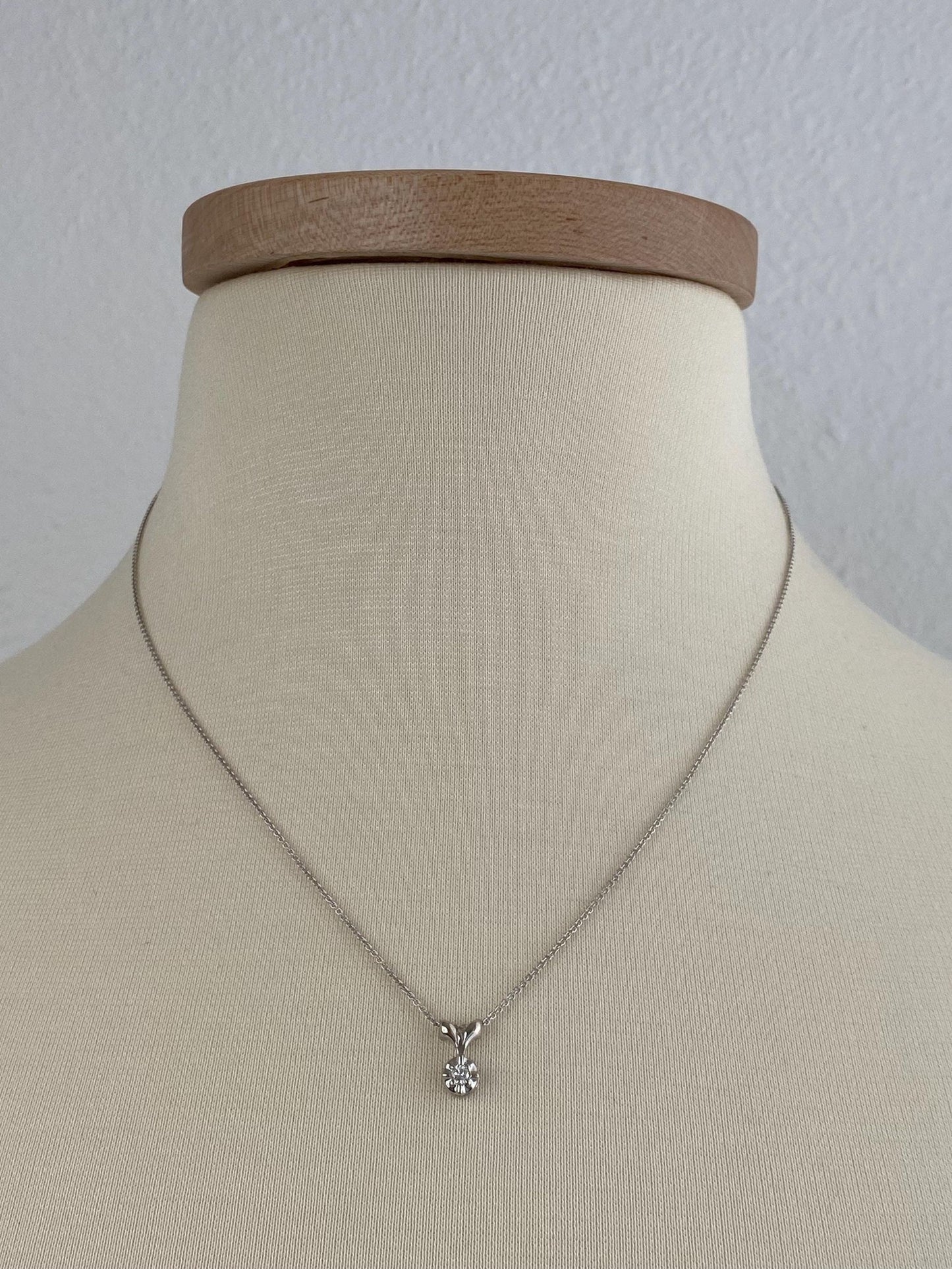 Vintage Solid 14k White Gold Diamond Charm Tight Rolo Chain Necklace - 18.25 inches