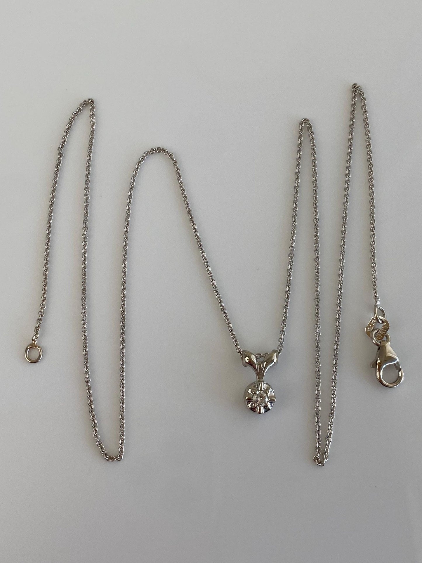 Vintage Solid 14k White Gold Diamond Charm Tight Rolo Chain Necklace - 18.25 inches