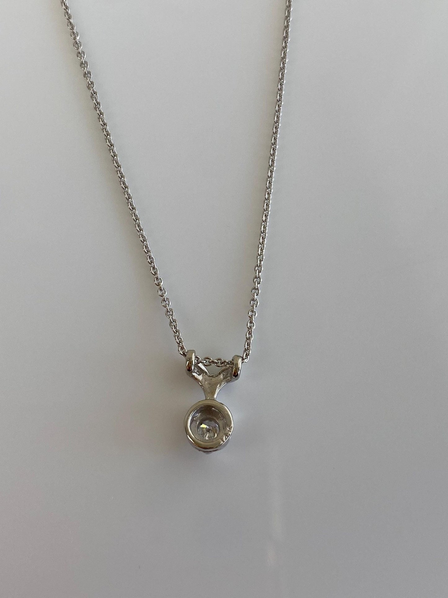 Vintage Solid 14k White Gold Diamond Charm Tight Rolo Chain Necklace - 18.25 inches