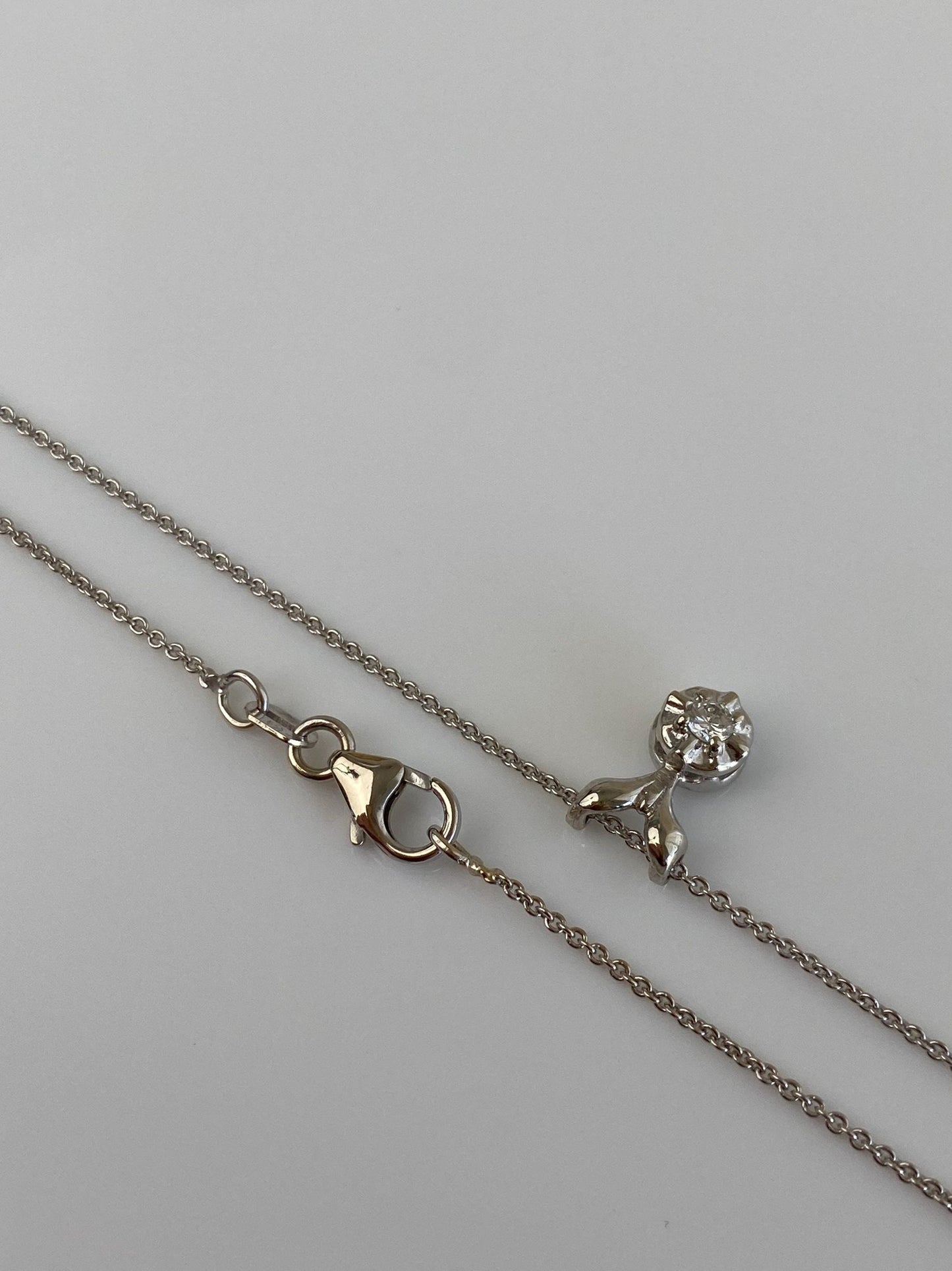 Vintage Solid 14k White Gold Diamond Charm Tight Rolo Chain Necklace - 18.25 inches