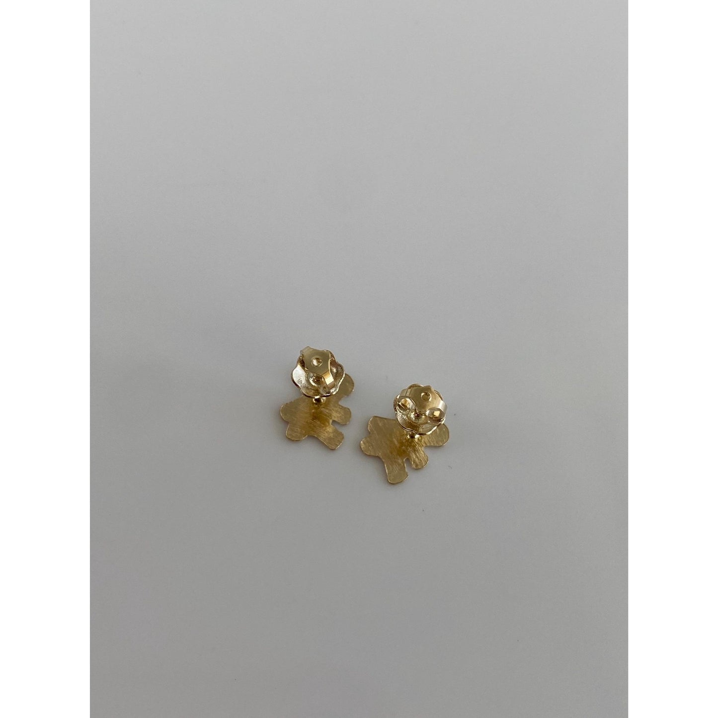 Solid 14k Yellow Gold Teddy Bear Stud Earrings