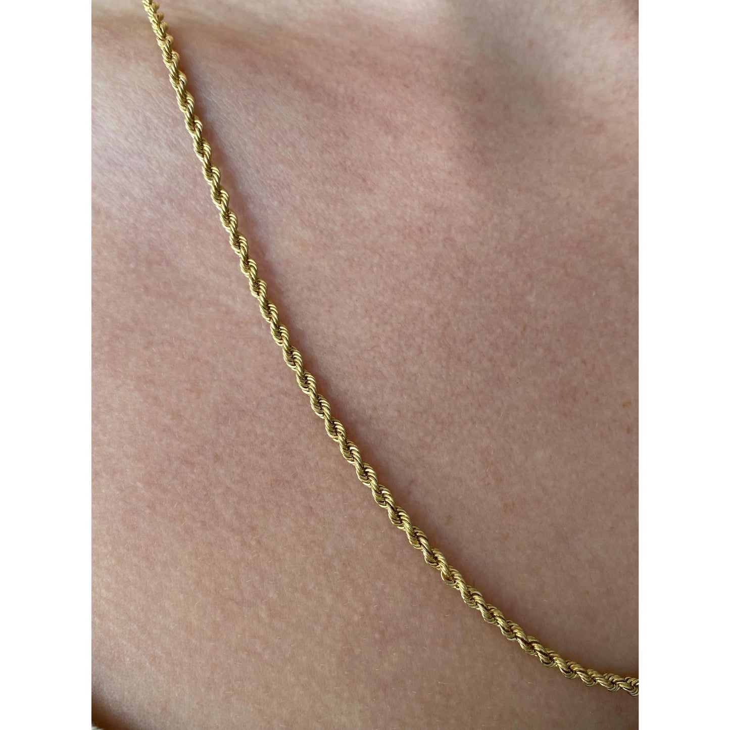 Vintage Solid 14k Yellow Gold Rope Chain Necklace - 22 inches