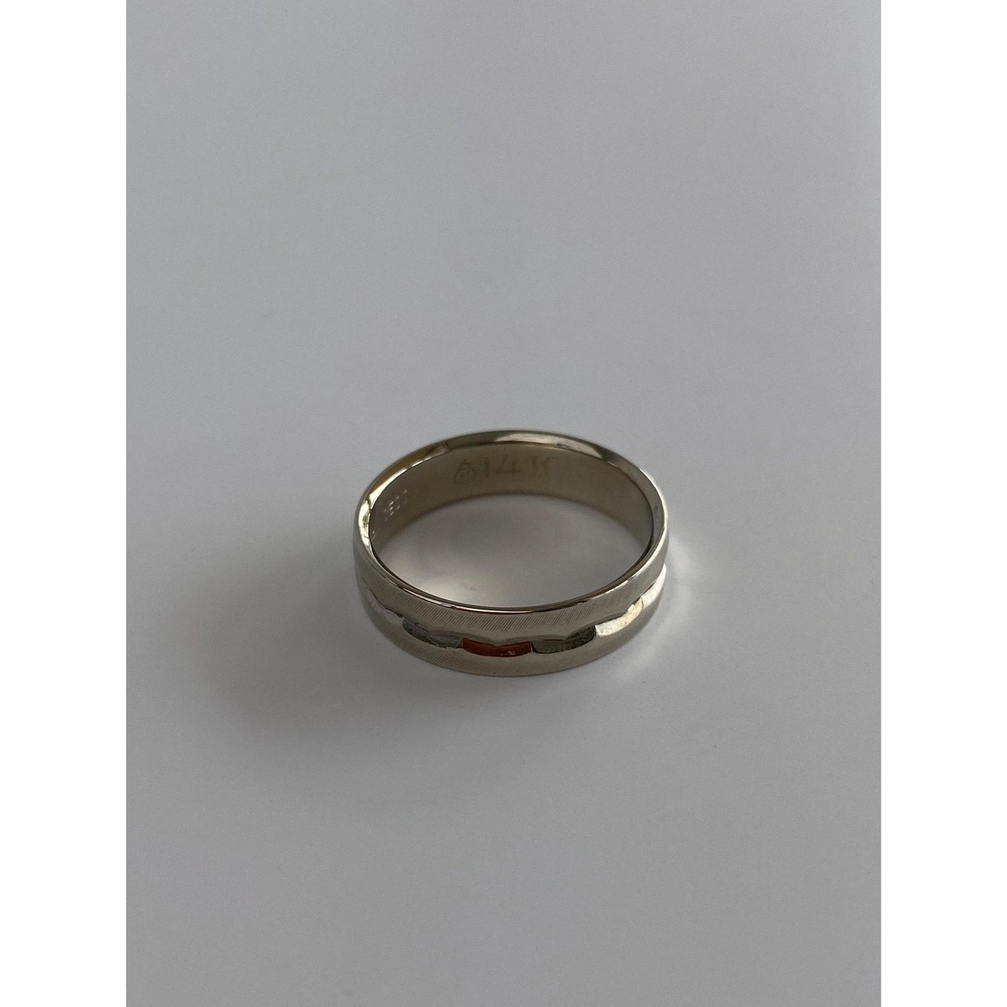 Vintage Solid 14k White Gold Diamond Cut Ring Band - Size 6.75