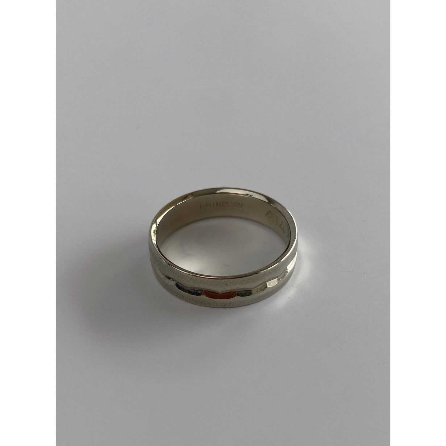 Vintage Solid 14k White Gold Diamond Cut Ring Band - Size 6.75