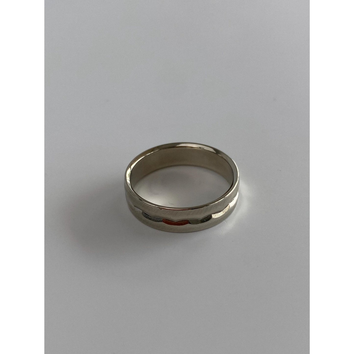 Vintage Solid 14k White Gold Diamond Cut Ring Band - Size 6.75