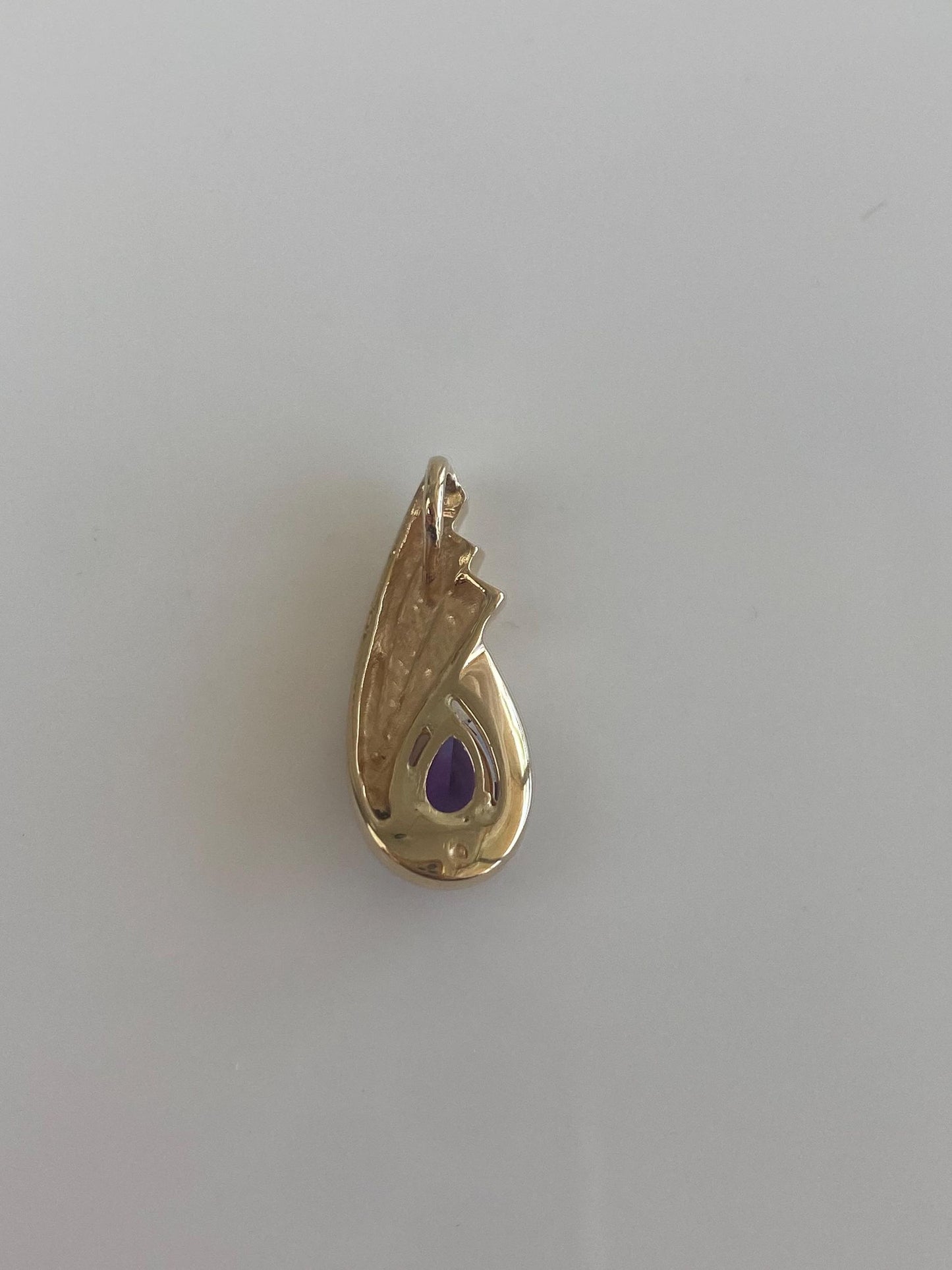 Vintage Solid 14k Yellow Gold Amethyst Teardrop Charm