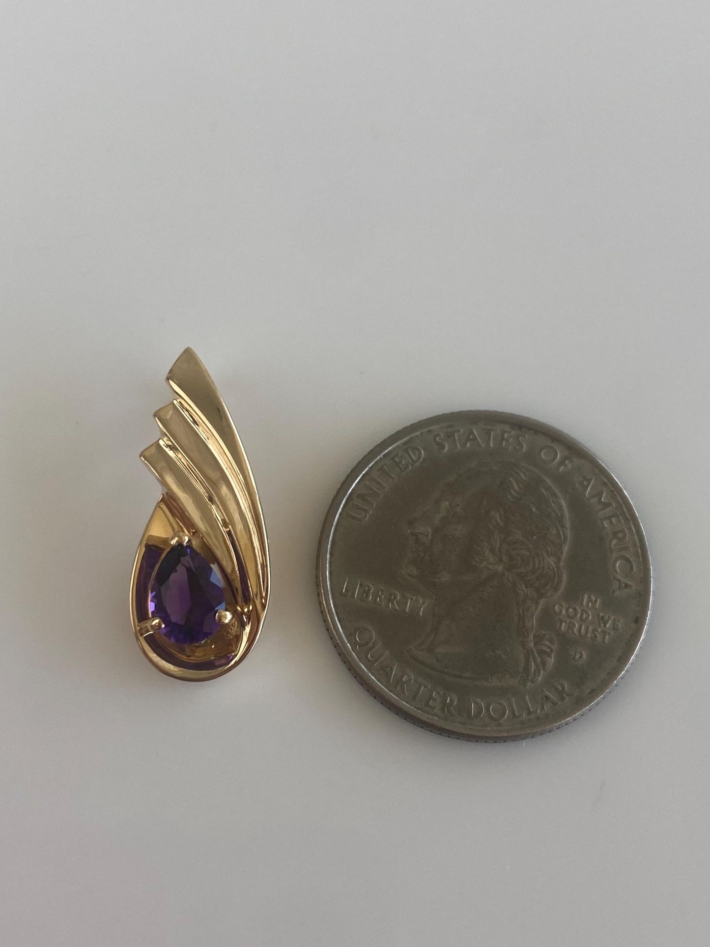 Vintage Solid 14k Yellow Gold Amethyst Teardrop Charm