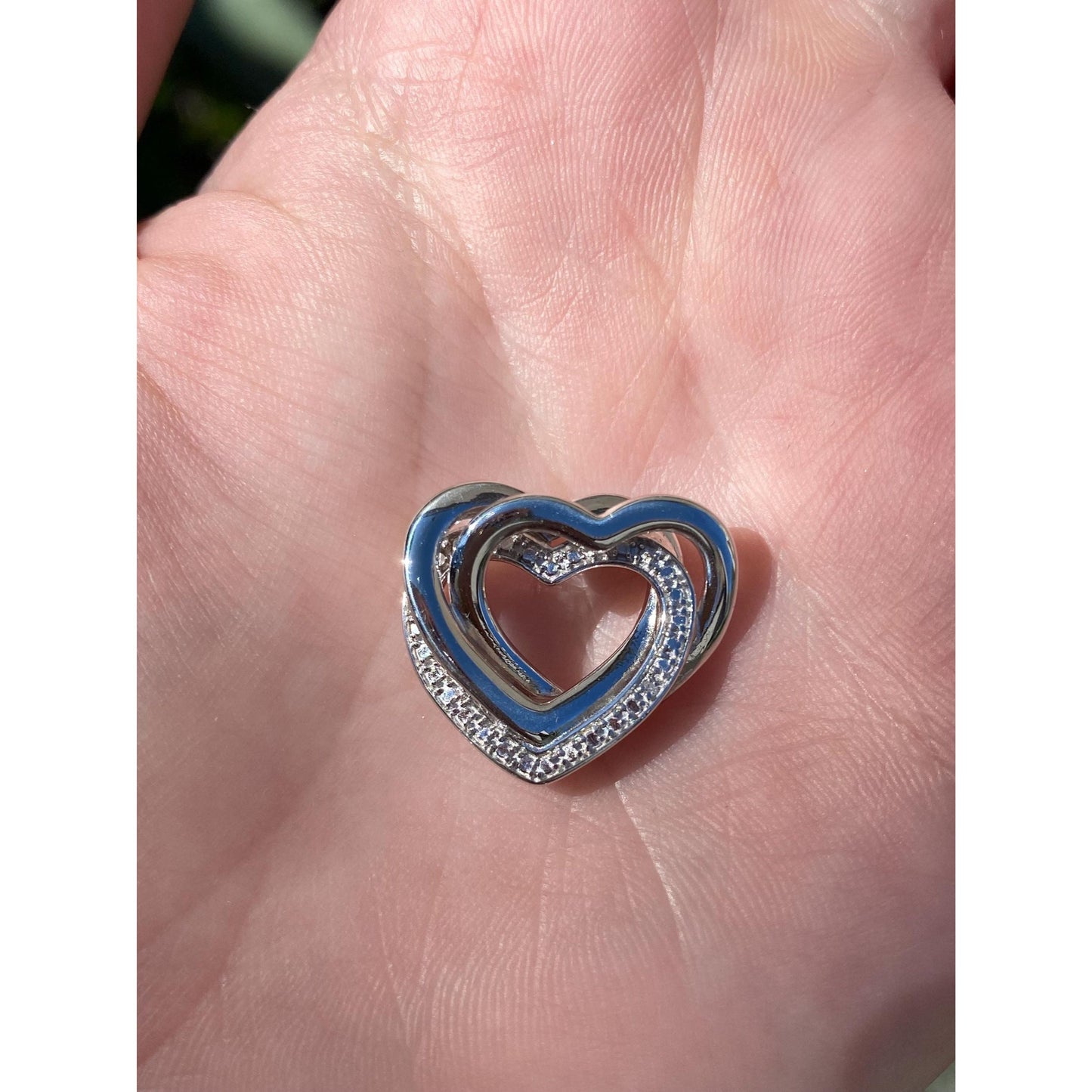 Vintage Solid Sterling Silver Heart Slide Charm