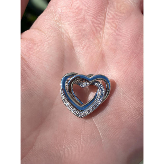 Vintage Solid Sterling Silver Heart Slide Charm