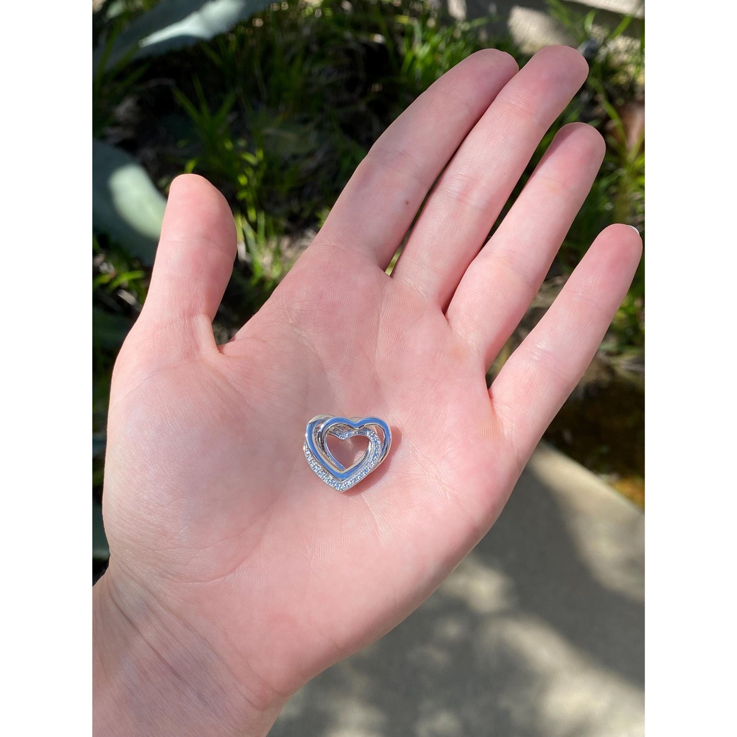 Vintage Solid Sterling Silver Heart Slide Charm