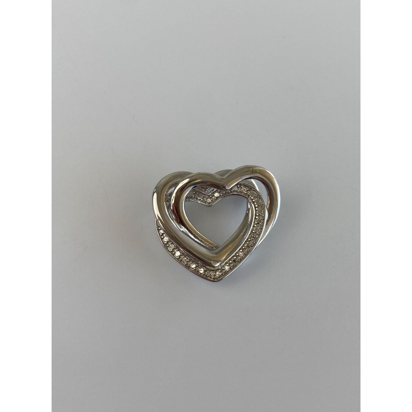 Vintage Solid Sterling Silver Heart Slide Charm