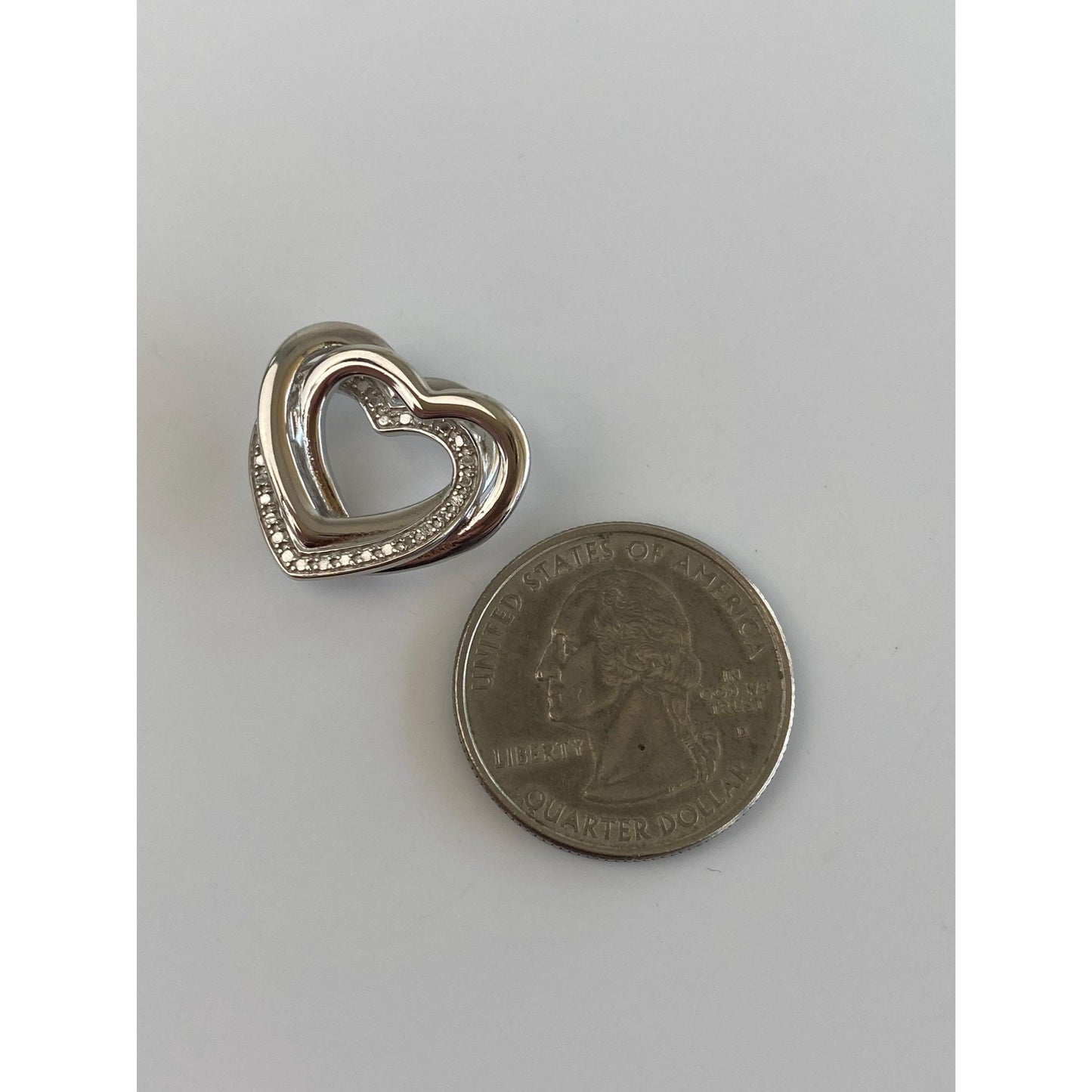 Vintage Solid Sterling Silver Heart Slide Charm
