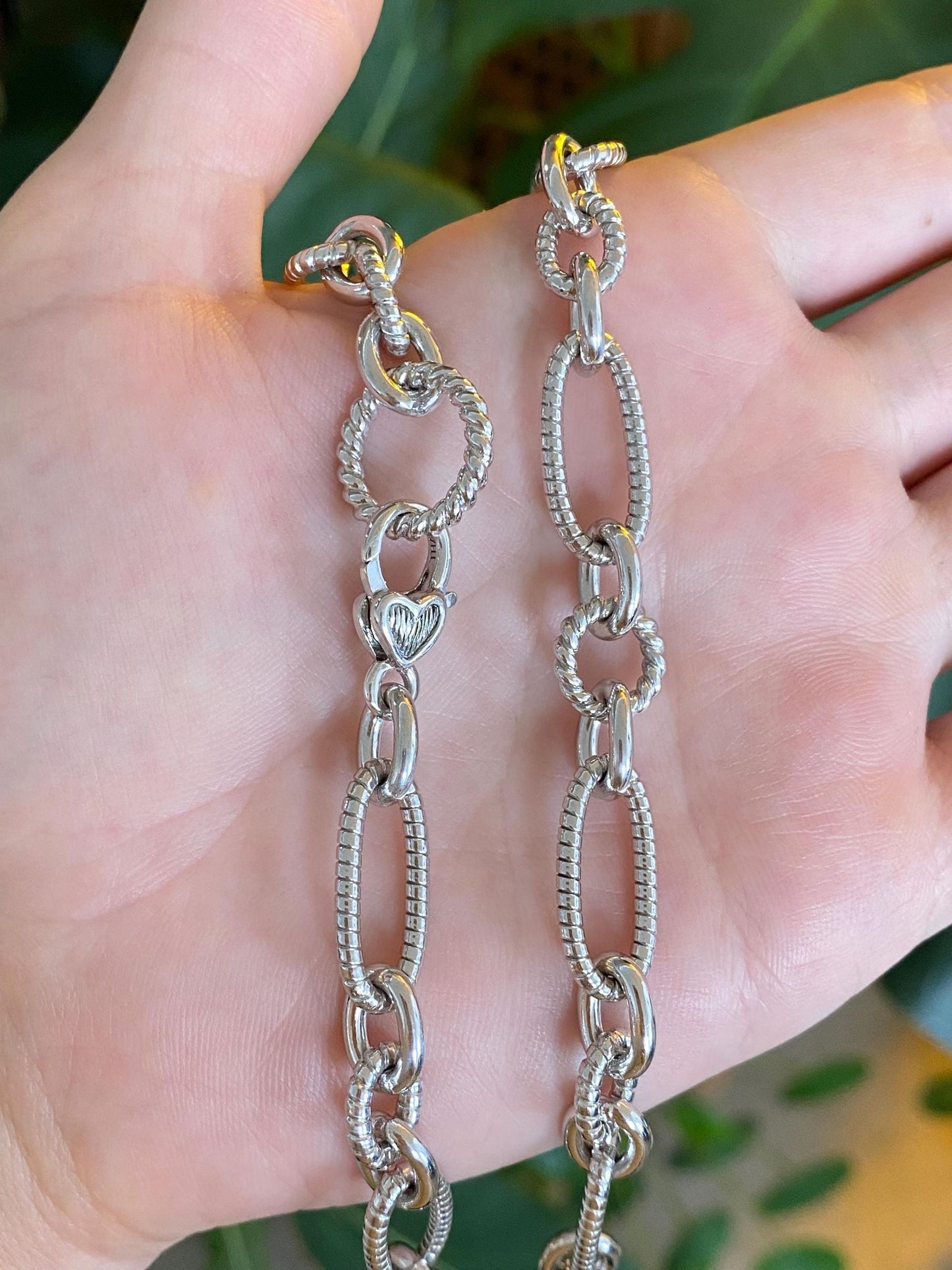 Judith Ripka Solid Sterling Silver Fancy Textured Chain Necklace - 18 inches