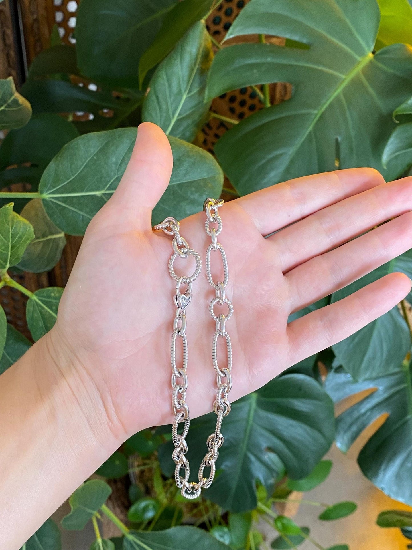 Judith Ripka Solid Sterling Silver Fancy Textured Chain Necklace - 18 inches
