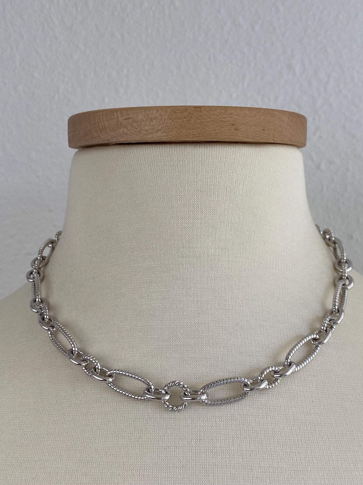 Judith Ripka Solid Sterling Silver Fancy Textured Chain Necklace - 18 inches