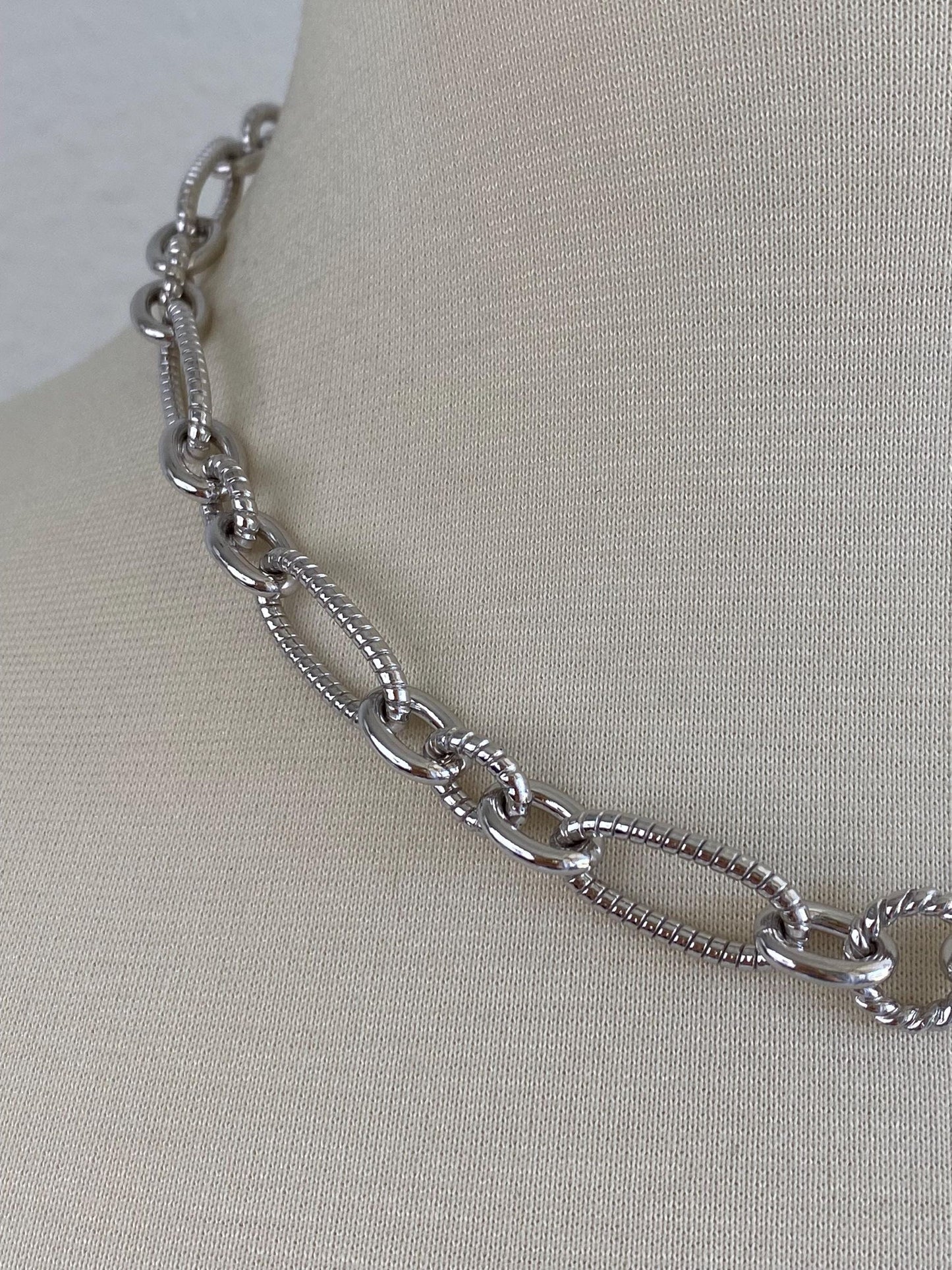 Judith Ripka Solid Sterling Silver Fancy Textured Chain Necklace - 18 inches