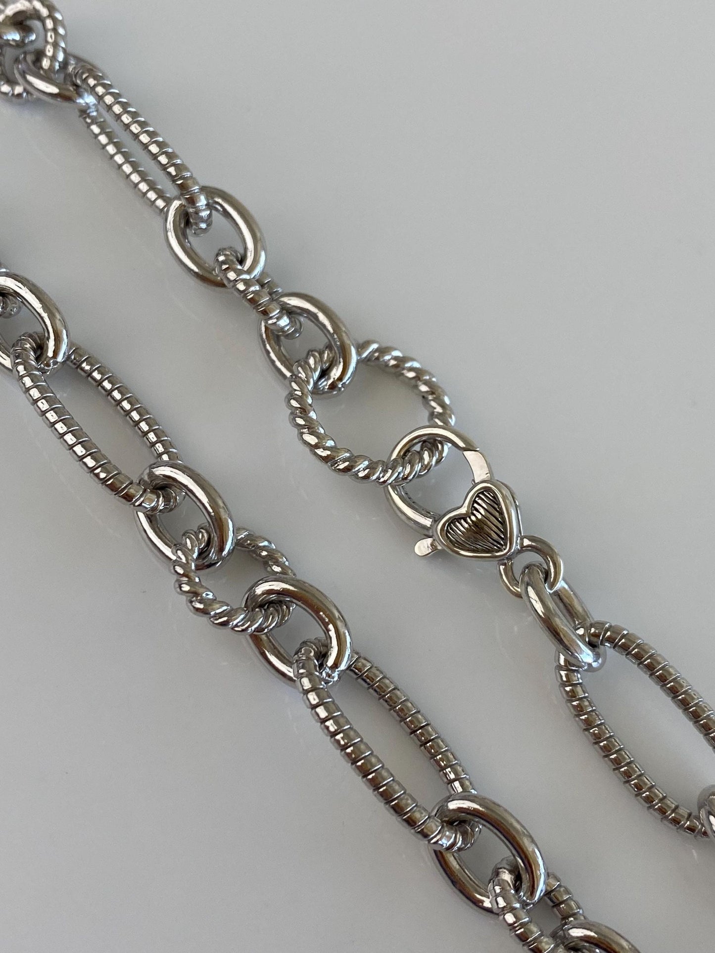 Judith Ripka Solid Sterling Silver Fancy Textured Chain Necklace - 18 inches