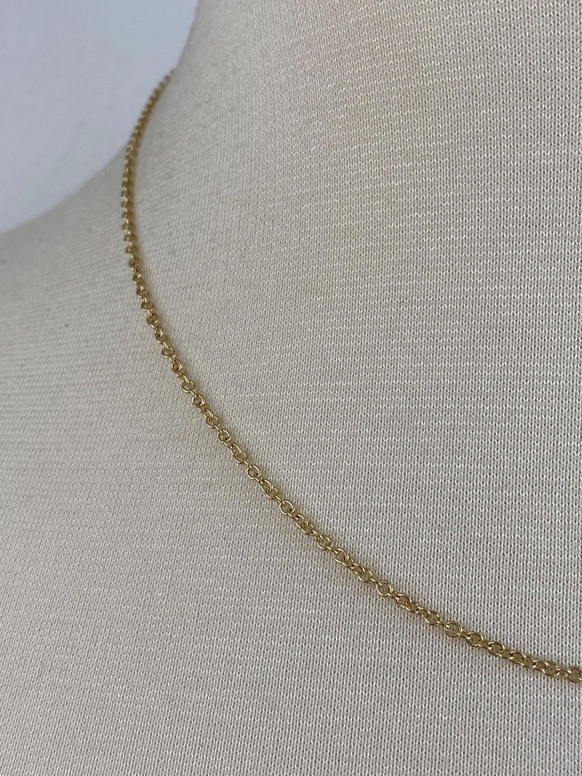 Solid 14k Yellow Gold Adjustable Length Cable Chain Necklace - 18 inches