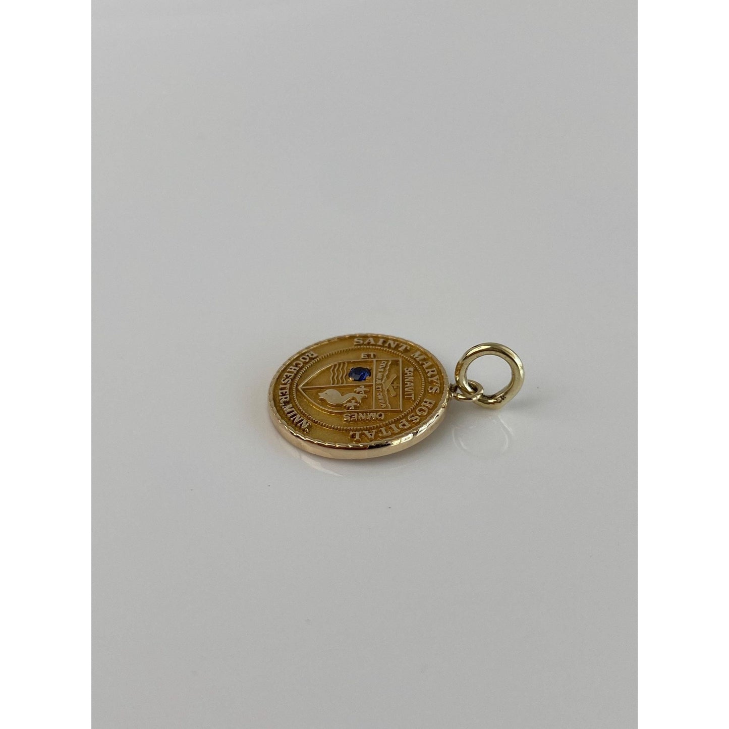 Vintage Solid 10k Yellow Gold Blue Sapphire St. Marys Hospital Rochester Minnesota Charm