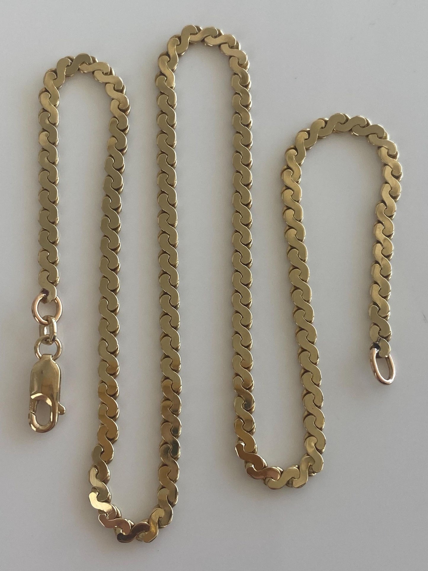 Vintage Solid 14k Yellow Gold Chunky Serpentine Chain Necklace - 16 inches