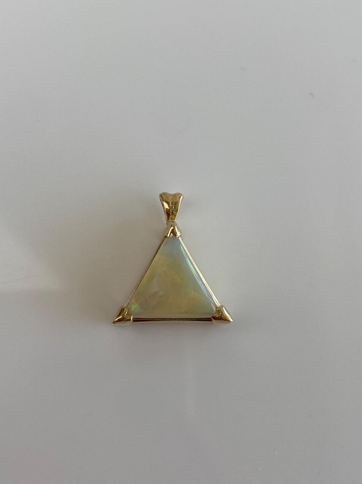 Vintage Solid 14k Yellow Gold Opal Triangle Charm