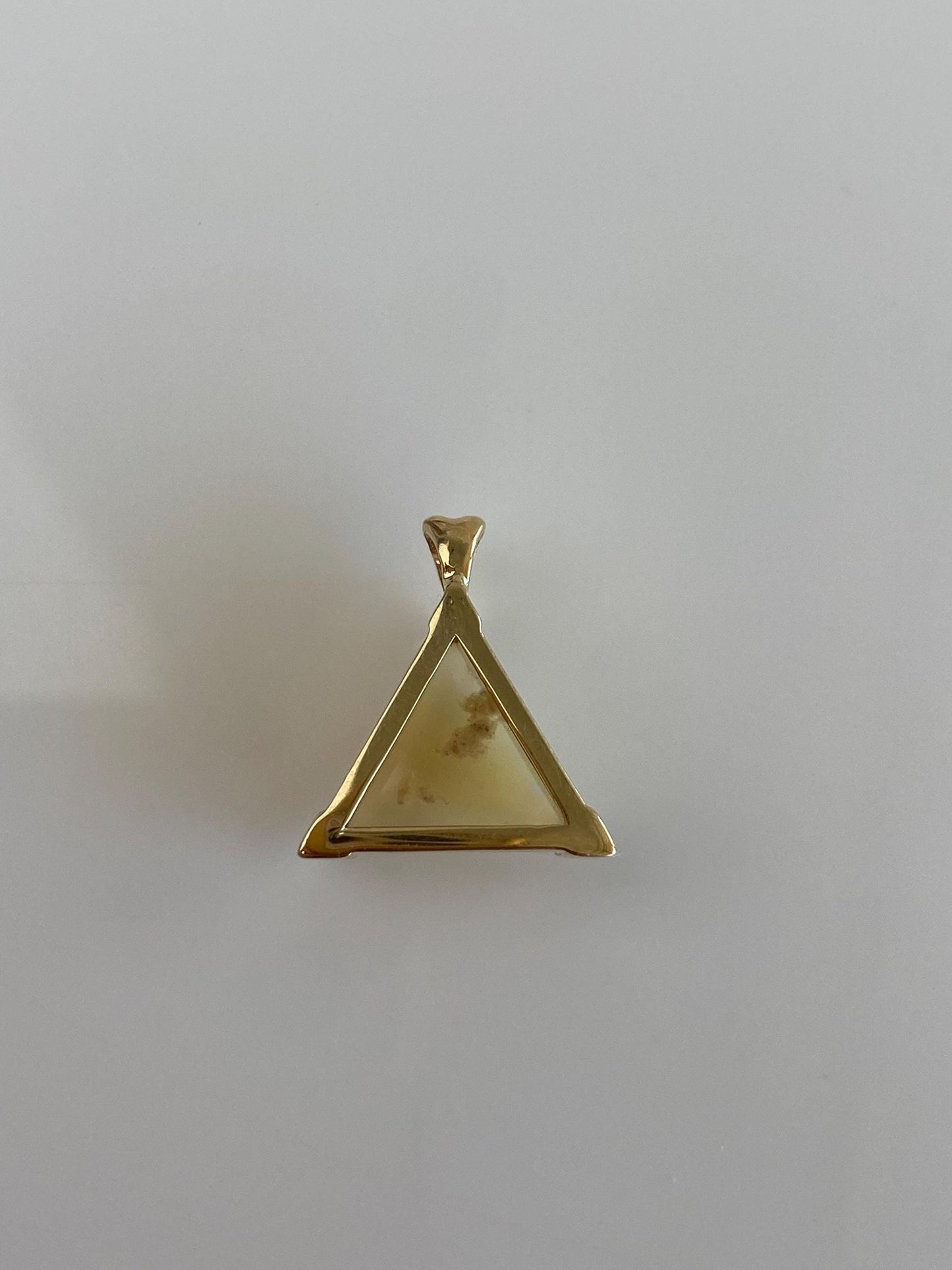 Vintage Solid 14k Yellow Gold Opal Triangle Charm
