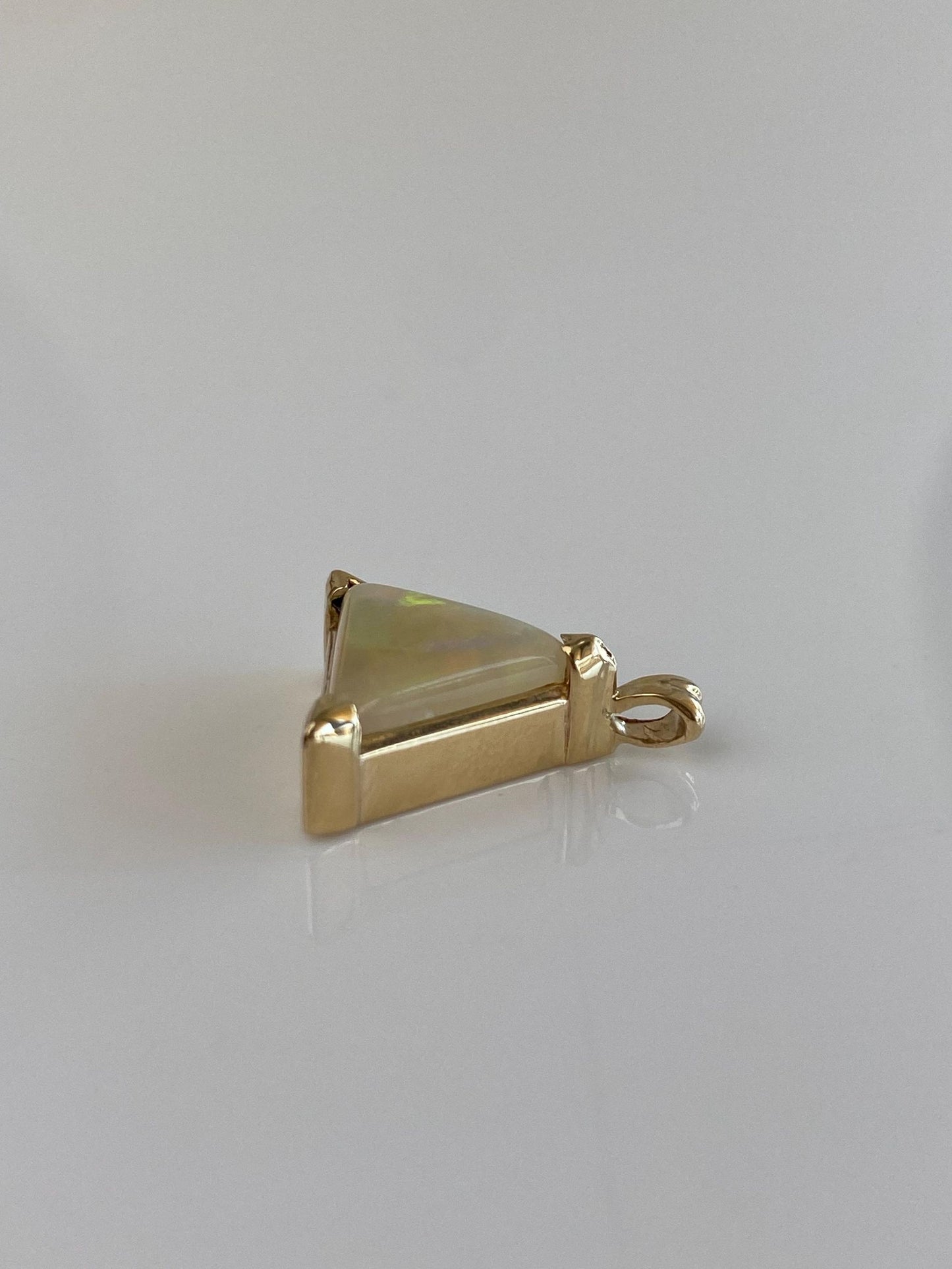 Vintage Solid 14k Yellow Gold Opal Triangle Charm
