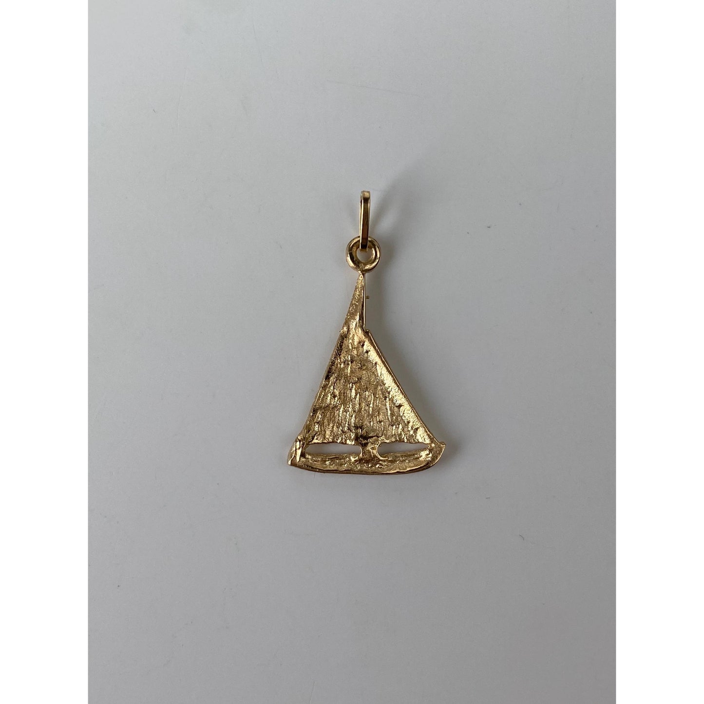 Solid 14k Yellow Gold Diamond Cut Sailboat Charm