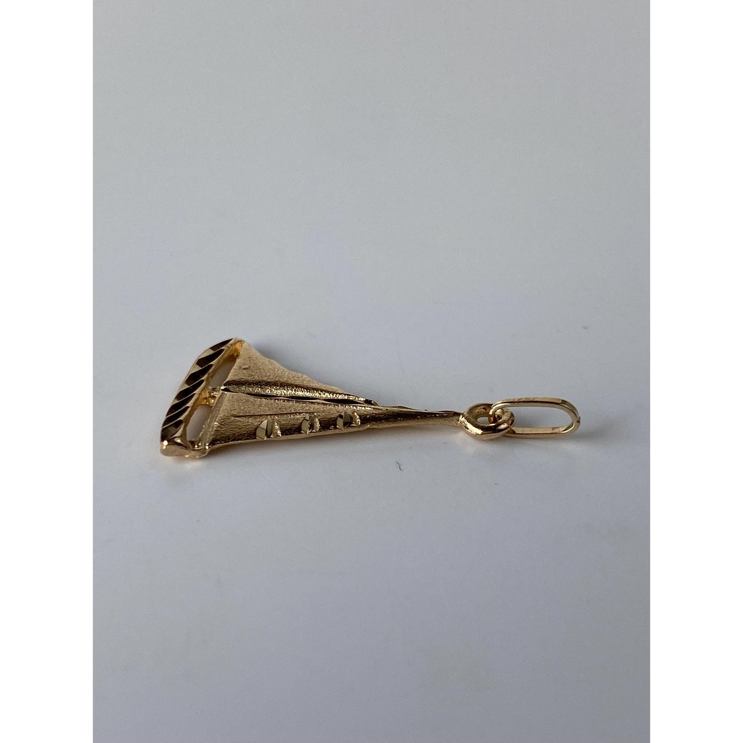 Solid 14k Yellow Gold Diamond Cut Sailboat Charm