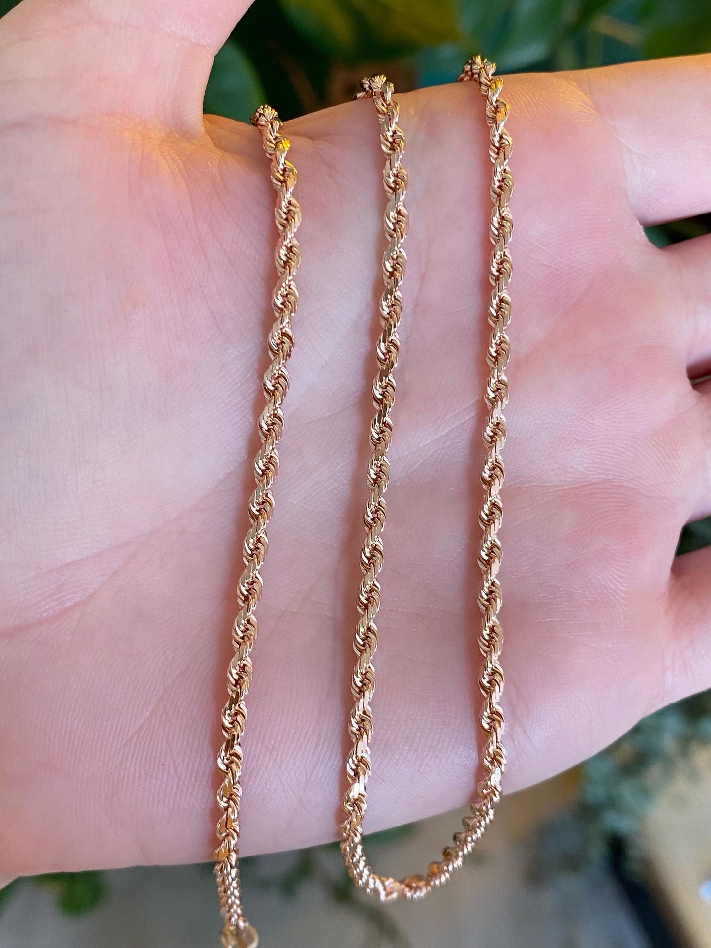Vintage Solid 14k Rose Gold Rope Chain Necklace - 18 inches