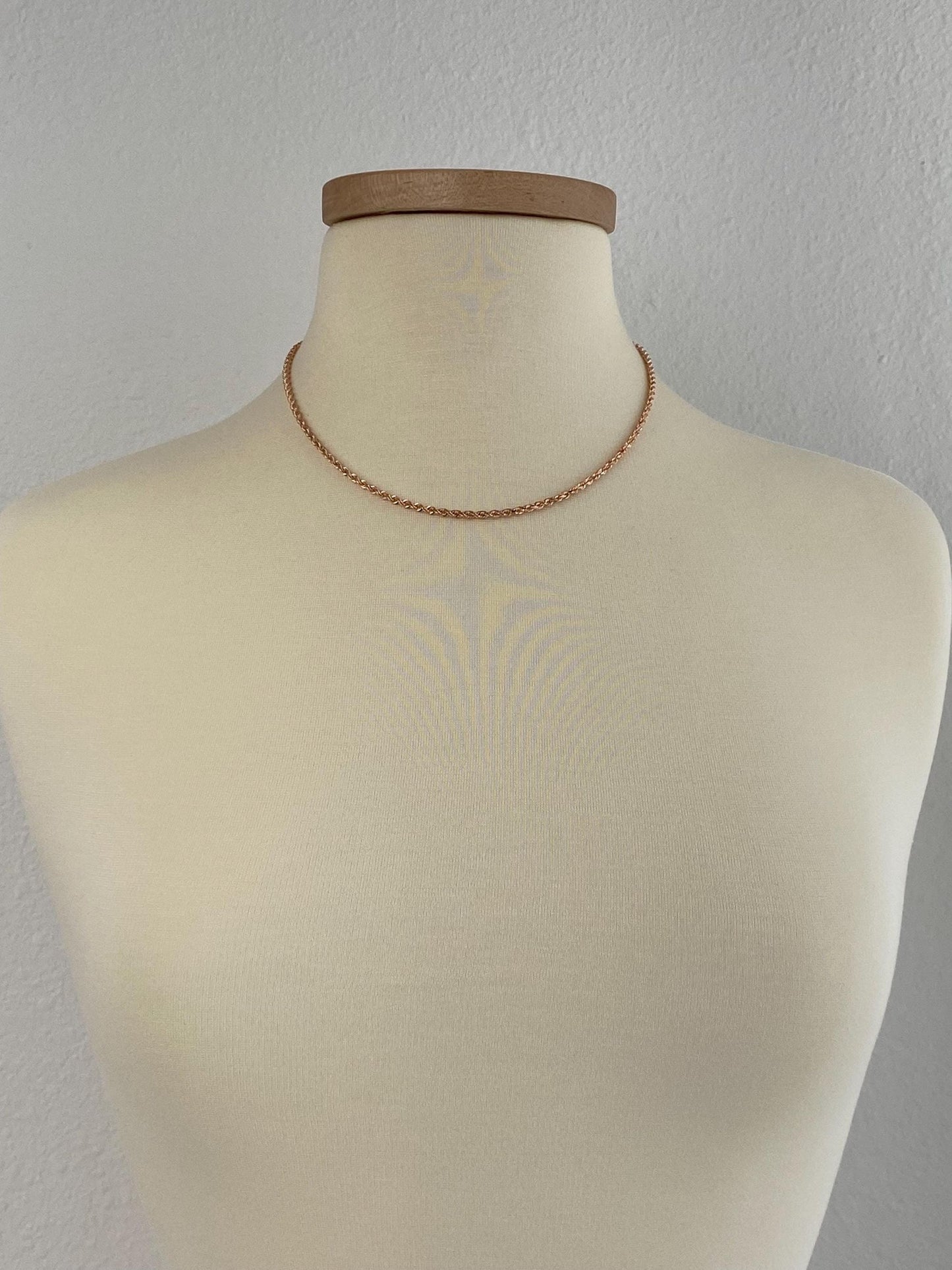 Vintage Solid 14k Rose Gold Rope Chain Necklace - 18 inches