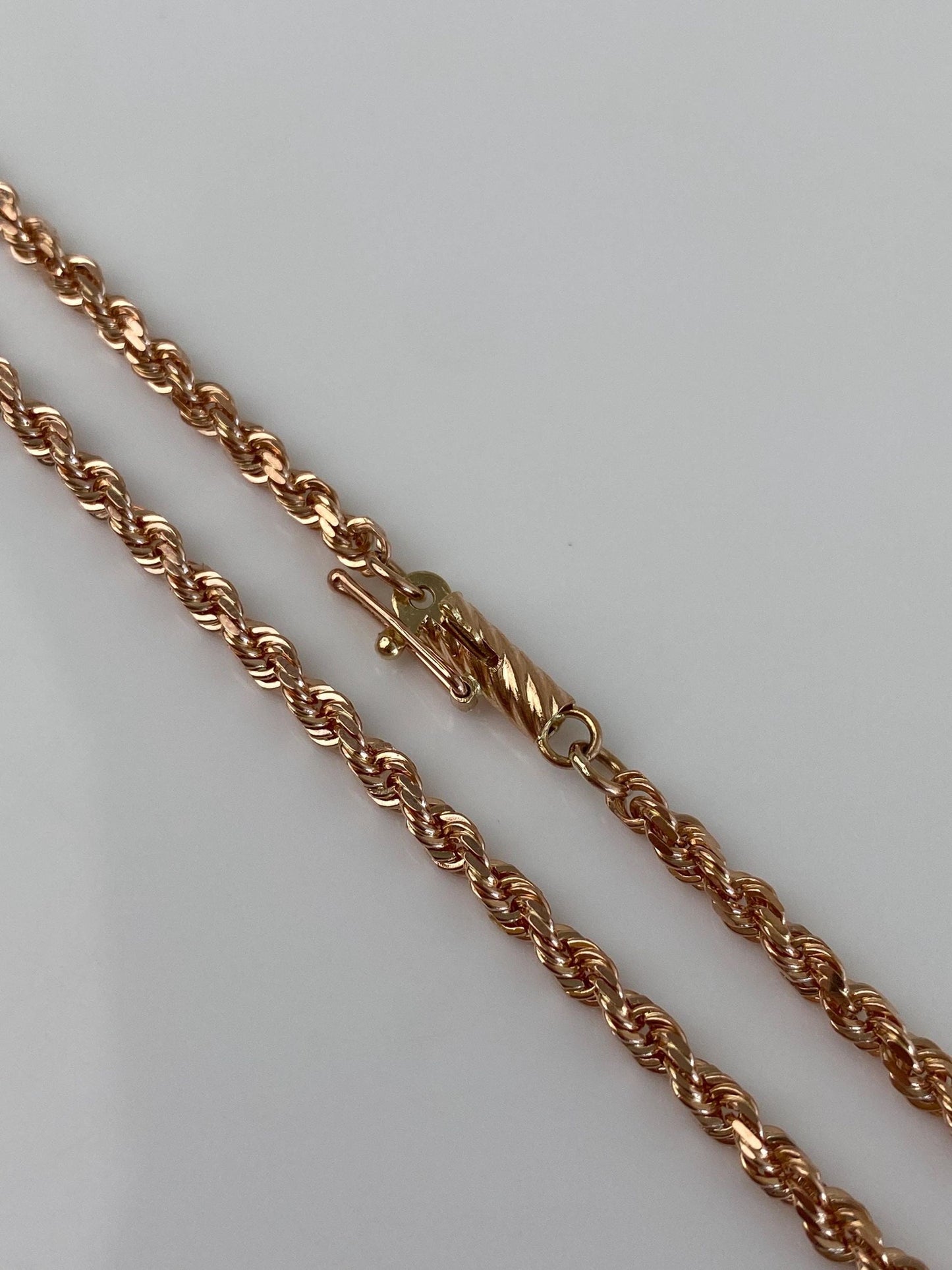 Vintage Solid 14k Rose Gold Rope Chain Necklace - 18 inches