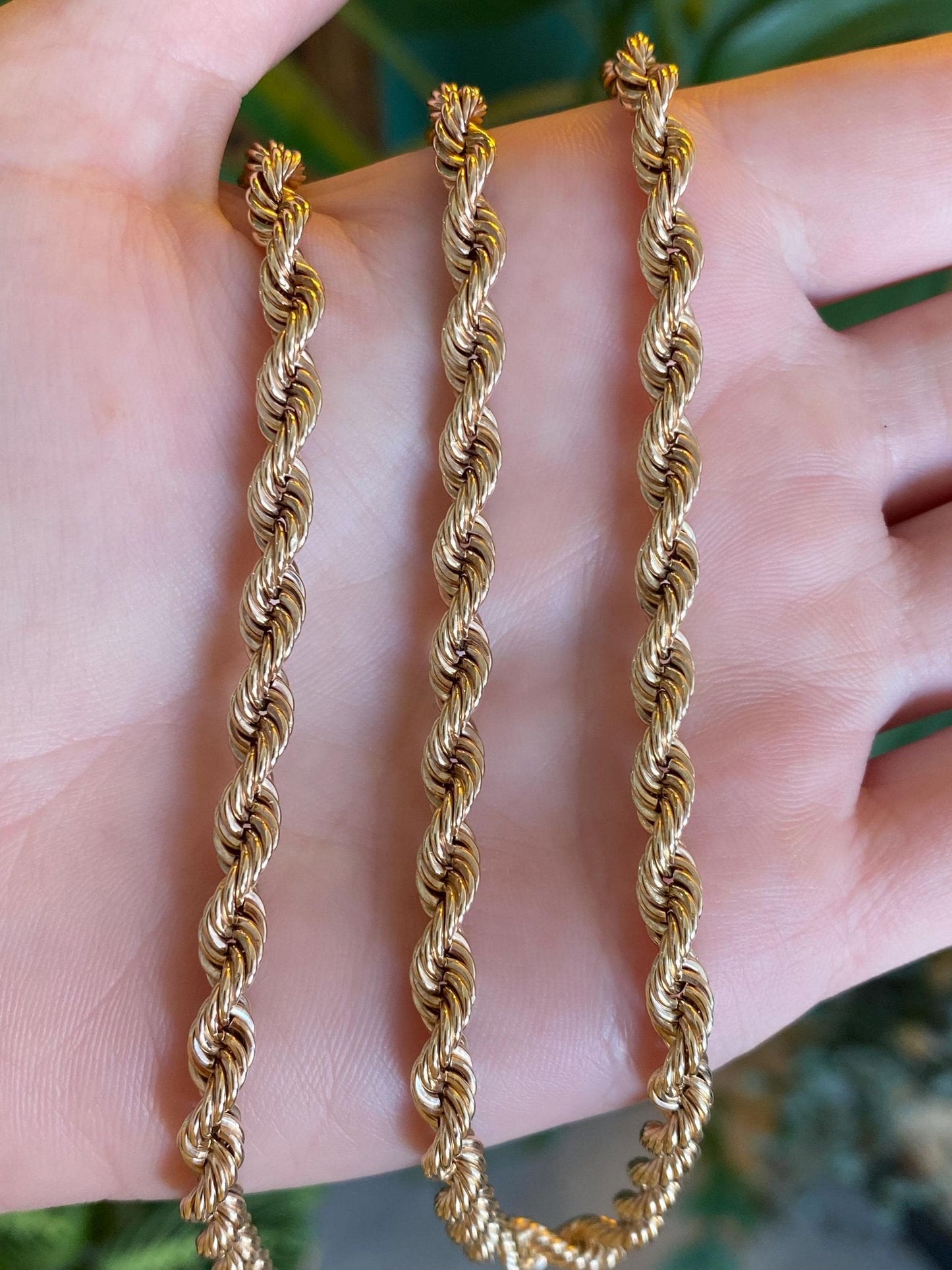 Vintage 14k Yellow Gold Chunky Rope Chain Necklace - 18 inches