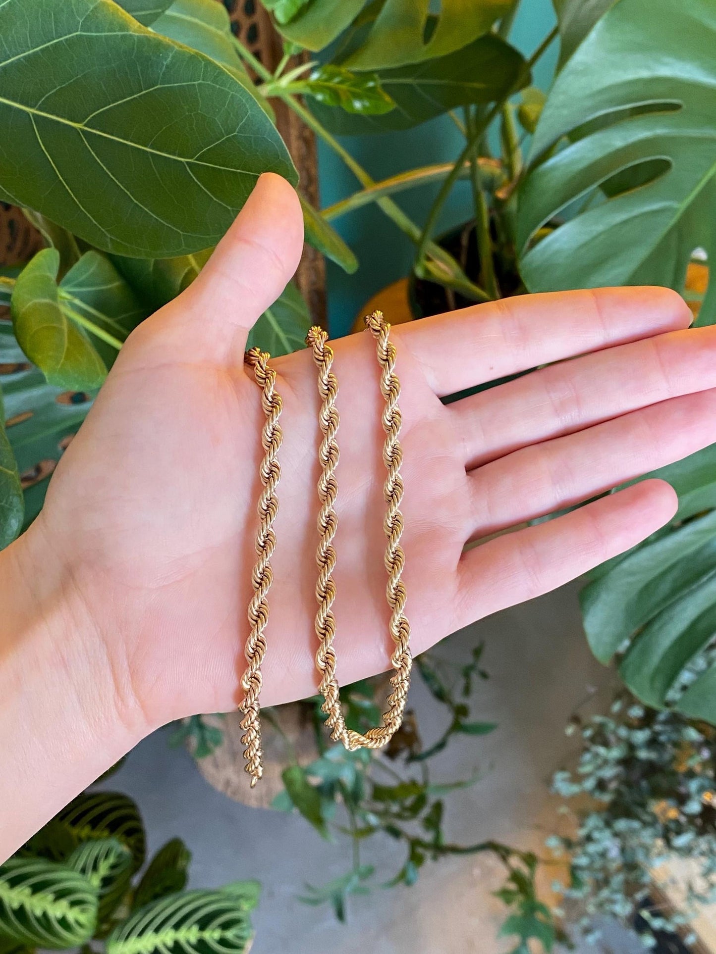 Vintage 14k Yellow Gold Chunky Rope Chain Necklace - 18 inches