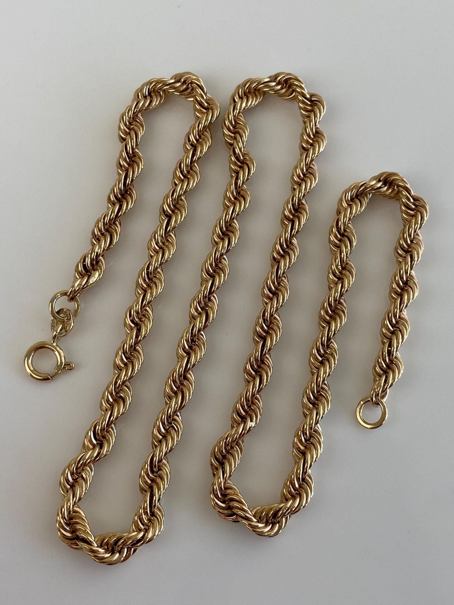 Vintage 14k Yellow Gold Chunky Rope Chain Necklace - 18 inches