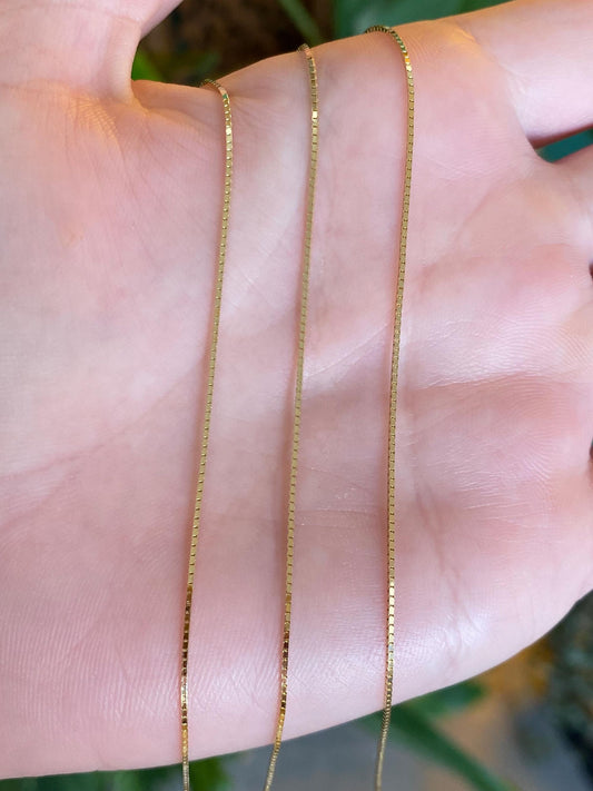 Vintage Solid 14k Yellow Gold Long Box Chain Necklace - 30 inches